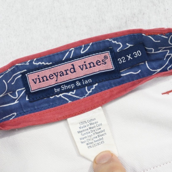Vineyard Vines Whale Chino Pants Salmon Flat Front Mens Size 32 x 30 - Picture 6 of 8